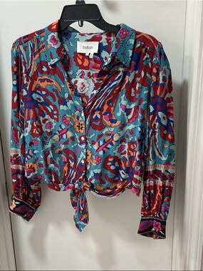 ba&sh Multicolor Floral-Paisley Tie-Front Blouse